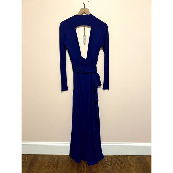 NWT Reiss Bailey Plunge Wrap Maxi Dress in Cobalt Blue Women's Size 4 - Picture 9 of 13